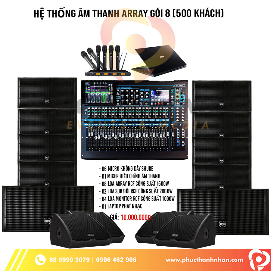 Cho thuê âm thanh array gói 8 - 500 khách