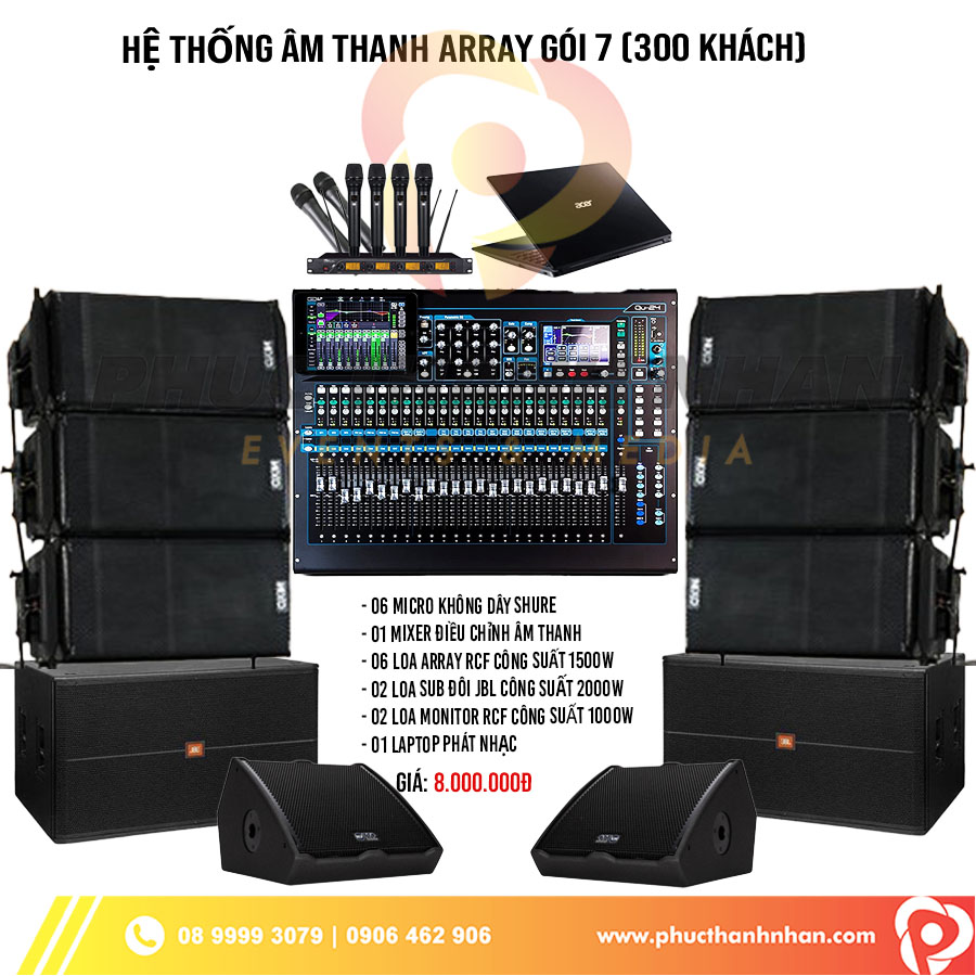 Cho thuê âm thanh array gói 7 - 300 khách